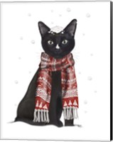 Black Cat, Red Scarf Fine Art Print