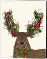 Deer, Candy Cane Wreath Fine Art Print