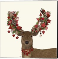 Deer, Homespun Wreath Fine Art Print