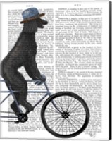 Poodle on Bicycle, Black Fine Art Print