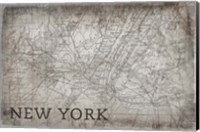 New York Map White Fine Art Print