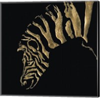 Gilded Zebra on Black Fine Art Print