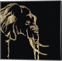 Gilded Elephant on Black Fine Art Print