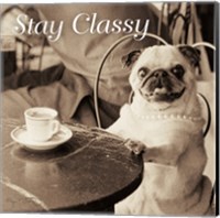 Cafe Pug Stay Classy V2 Fine Art Print