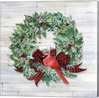 Holiday Wreath I on Wood Fine Art Print