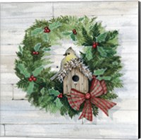 Holiday Wreath III on Wood Fine Art Print
