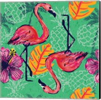 Tropical Flamingo Pattern Fine Art Print