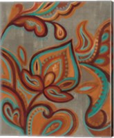 Bohemian Paisley II Turquoise Neutral Fine Art Print