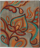 Bohemian Paisley II Turquoise Neutral Fine Art Print