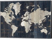 Old World Map Blue Crop Fine Art Print