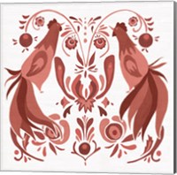 Americana Roosters III Red Fine Art Print