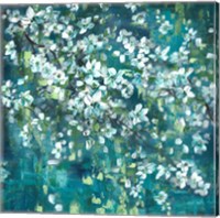 Teal Blossoms Square Fine Art Print