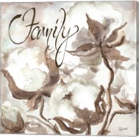Cotton Boll Triptych Sentiment III (Family) Fine Art Print
