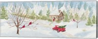 Christmas in the Country panel with red truck Fine Art Print