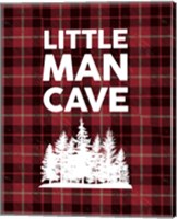 Little Man Cave - Trees Red Plaid Background Fine Art Print