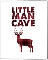 Little Man Cave - Deer Red Plaid Fine Art Print