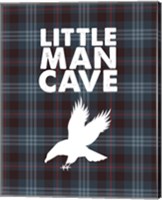 Little Man Cave - Eagle Blue Plaid Background Fine Art Print