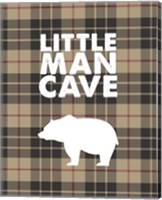 Little Man Cave - Bear Tan Plaid Background Fine Art Print