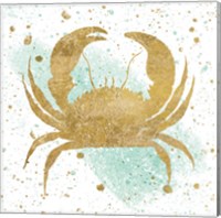 Silver Sea Life Aqua Crab Fine Art Print
