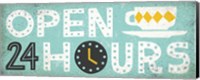 Retro Diner Open 24 Hours Panel Fine Art Print