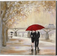 Romantic Paris III Red Umbrella Fine Art Print