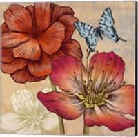 Flowers and Butterflies (detail) Fine Art Print