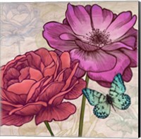 Roses and Butterflies (detail) Fine Art Print