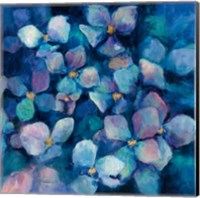 Midnight Blue Hydrangeas with Gold Fine Art Print