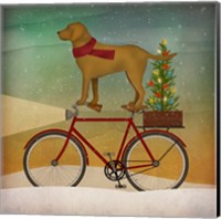 Yellow Lab on Bike Christmas Fine Art Print
