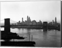 1950s Twilight Skyline Manhattan Brooklyn Bridge? Fine Art Print