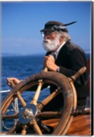 1990S Bearded Man At Wheel Of Ship Fine Art Print