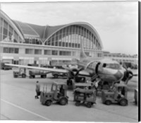 1950s 1960s Propeller Airplane On Airport Tarmac Fine Art Print