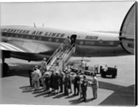 1950s Group Of Passengers Boarding Airplane Fine Art Print