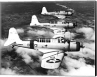 1940s Three World War II US Navy Dive Bombers Flying Fine Art Print