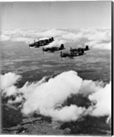 1940s 6 Navy Corsairs Above The Clouds Fine Art Print