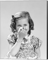 1940s Little Girl Blowing Her Nose Fine Art Print