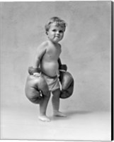 1930s Baby Boy Toddler Wearing  Boxing Gloves Fine Art Print