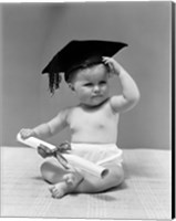 1940s Baby Wearing Graduation Cap Fine Art Print