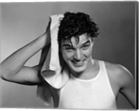 1950s Man Drying Hair Fine Art Print