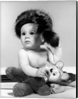 1960s Baby Wearing Coonskin Hat Fine Art Print