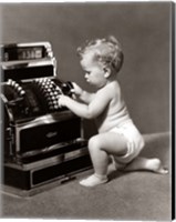 1930s 1940s Salesperson Baby Wearing Diaper Fine Art Print