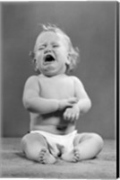1940s 1950s Crying Baby Wearing Diaper Fine Art Print