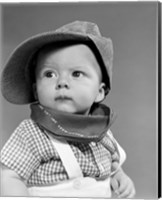 1950s Baby Head & Shoulders Wearing Railroad Engineer Hat Fine Art Print
