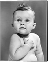 1950s Baby Looking Up Holding Right Hand Over Heart Fine Art Print