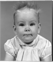 1960s Head On Portrait Of Baby Girl In Ruffled Dress Fine Art Print