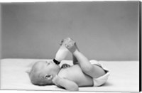 1940s Baby Prone Drinking From Milk Bottle Fine Art Print