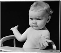 1930s 1940s Baby In High Chair Making Shrugging Gesture Fine Art Print