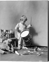 1930s Boy Beating On Toy Drum Fine Art Print