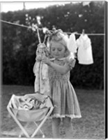 1940s 1950s Girl Gingham Dress Hanging Fine Art Print