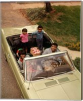 1970s African American Family Seated In Convertible Car Fine Art Print
